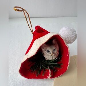 Vtg Enesco Kitten Kitty Cat In Stocking Christmas Ornament